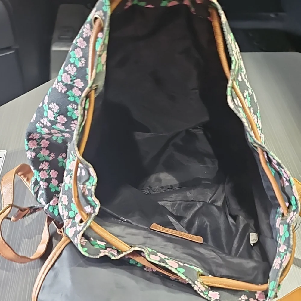 Brooklyn Bound Purple Black‎ Brown Green Mini Floral Backpack 2015 Edition EUC